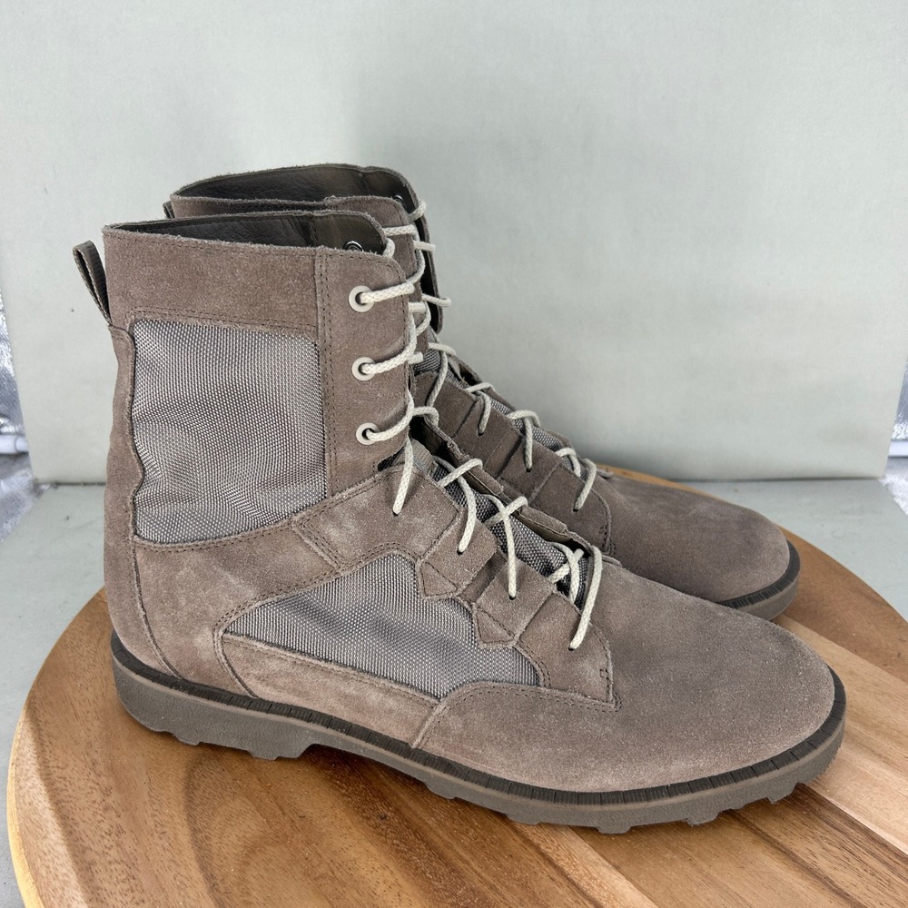 Sorel Mens Caribou Out The Mud WP Boots Sage Taupe Suede Mesh NM4496-253 Size 14